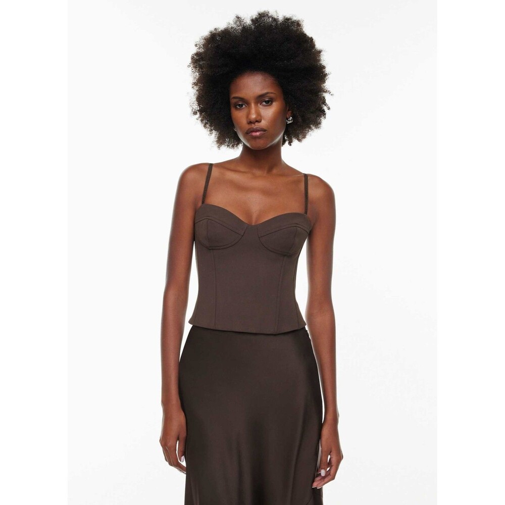 $138 Aritzia Wilfred Dazzle Corset Top In Mocha Brown Size 8